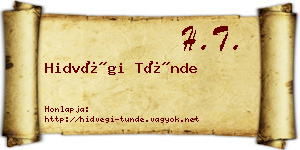 Hidvégi Tünde névjegykártya