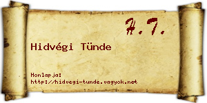 Hidvégi Tünde névjegykártya